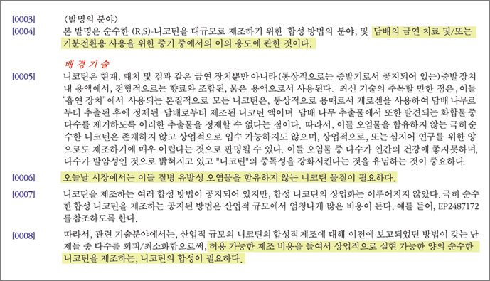 RS-Nicotine의 제조방법 공고전문, 배경기술 발췌